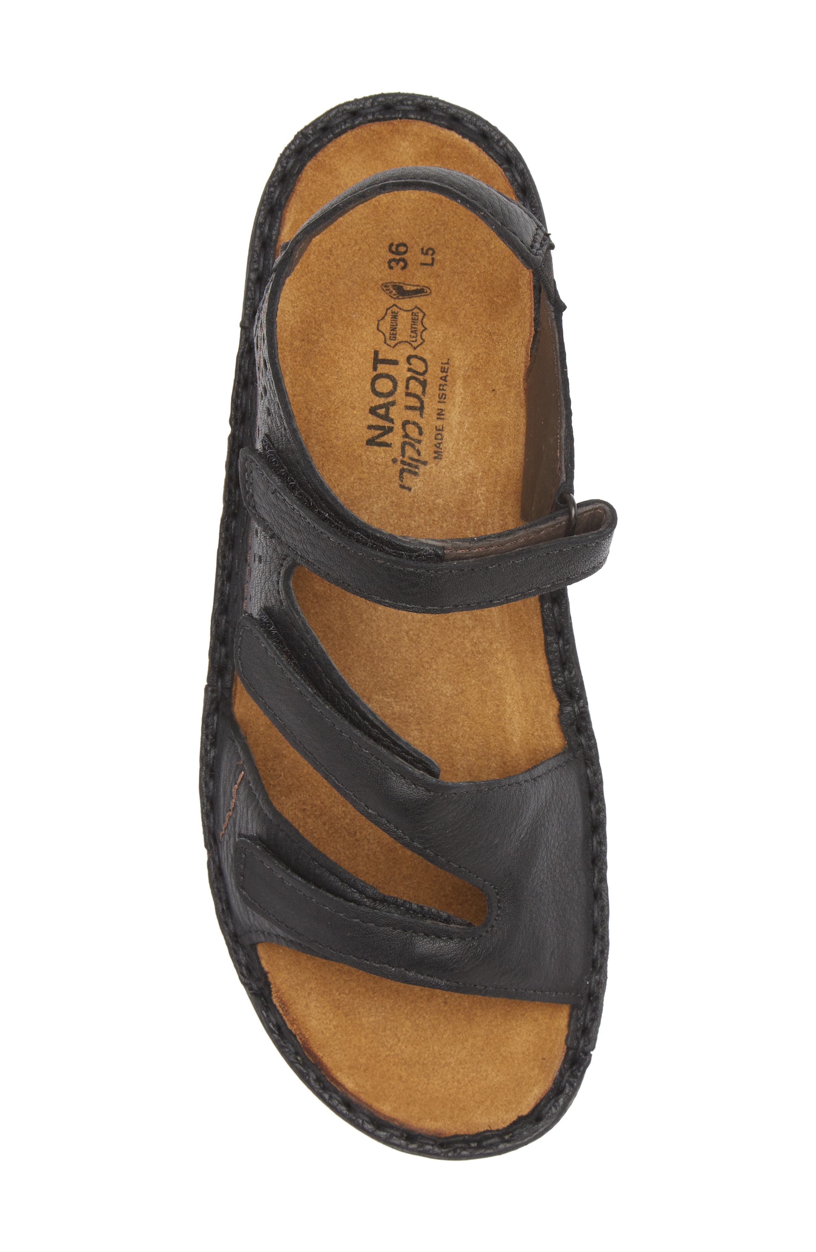 Naot Birgit Sandal, Alternate, color, Soft Black Leather