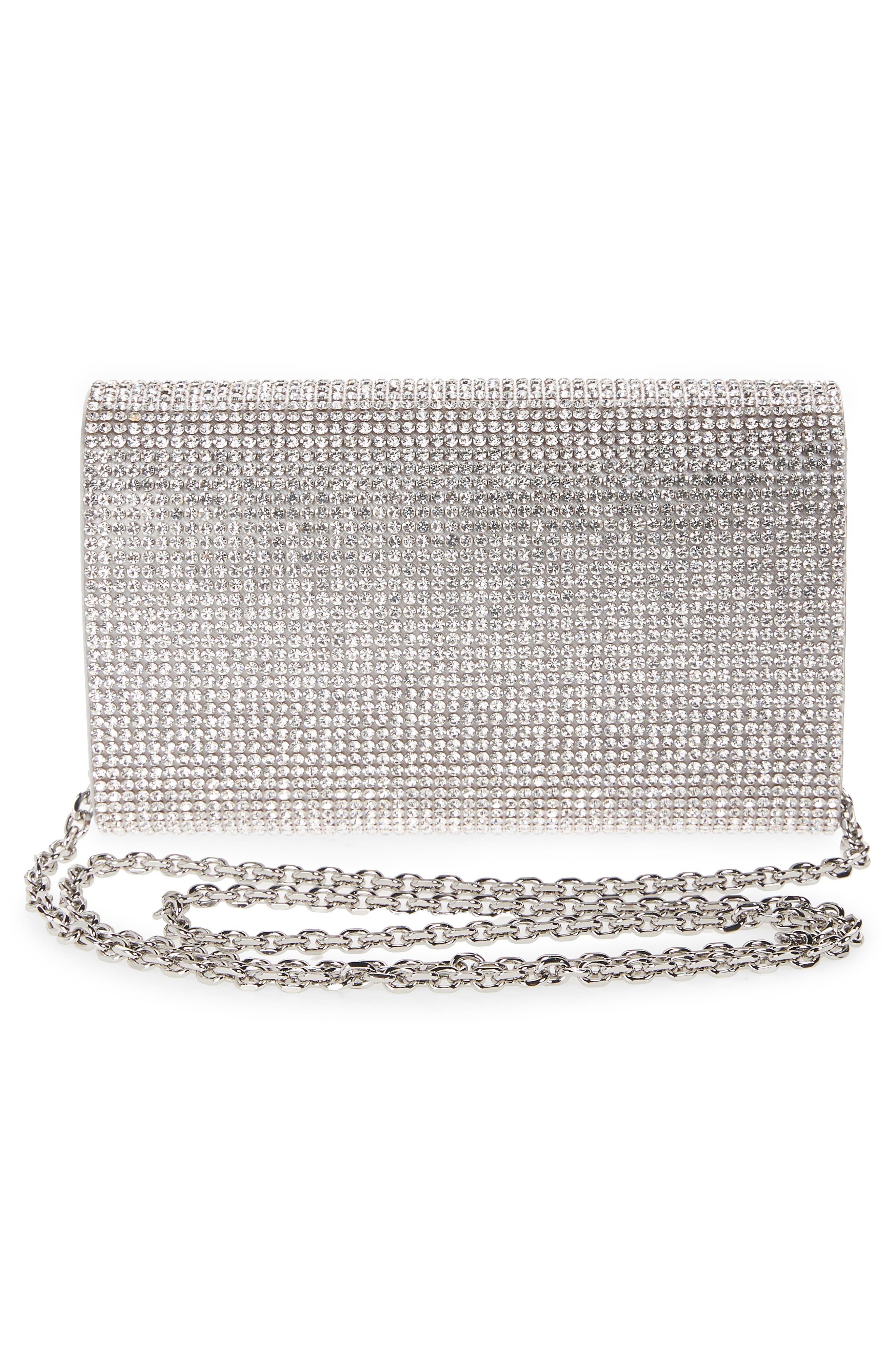 Fizzy Beaded Clutch, Alternate, color, SILVER RHINESTONE