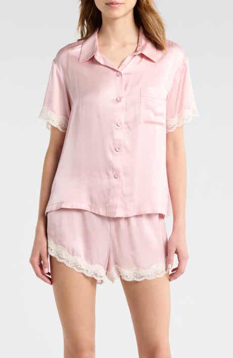 Annabelle Satin Lace Trim Short Pajamas