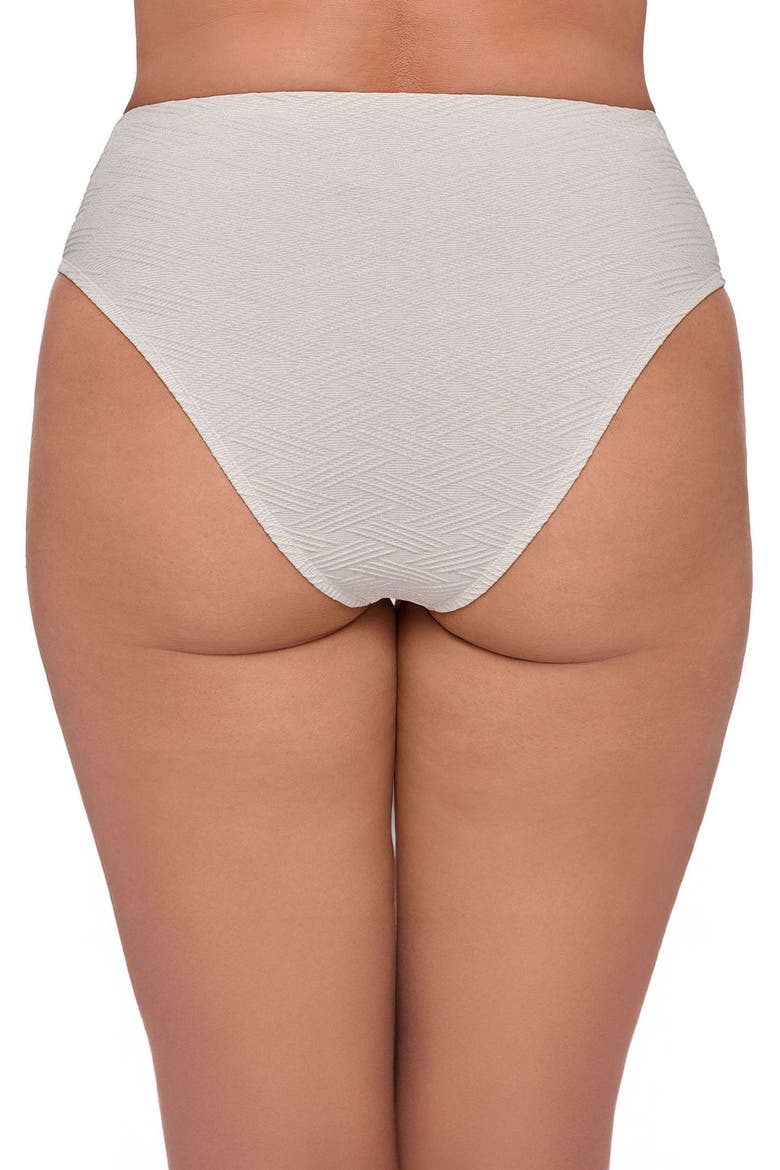 Smoothing and Sculpting Basket Weave High Leg High Rise Bikini Swimsuit Bottoms, Alternate, color, Bone Basket Weave