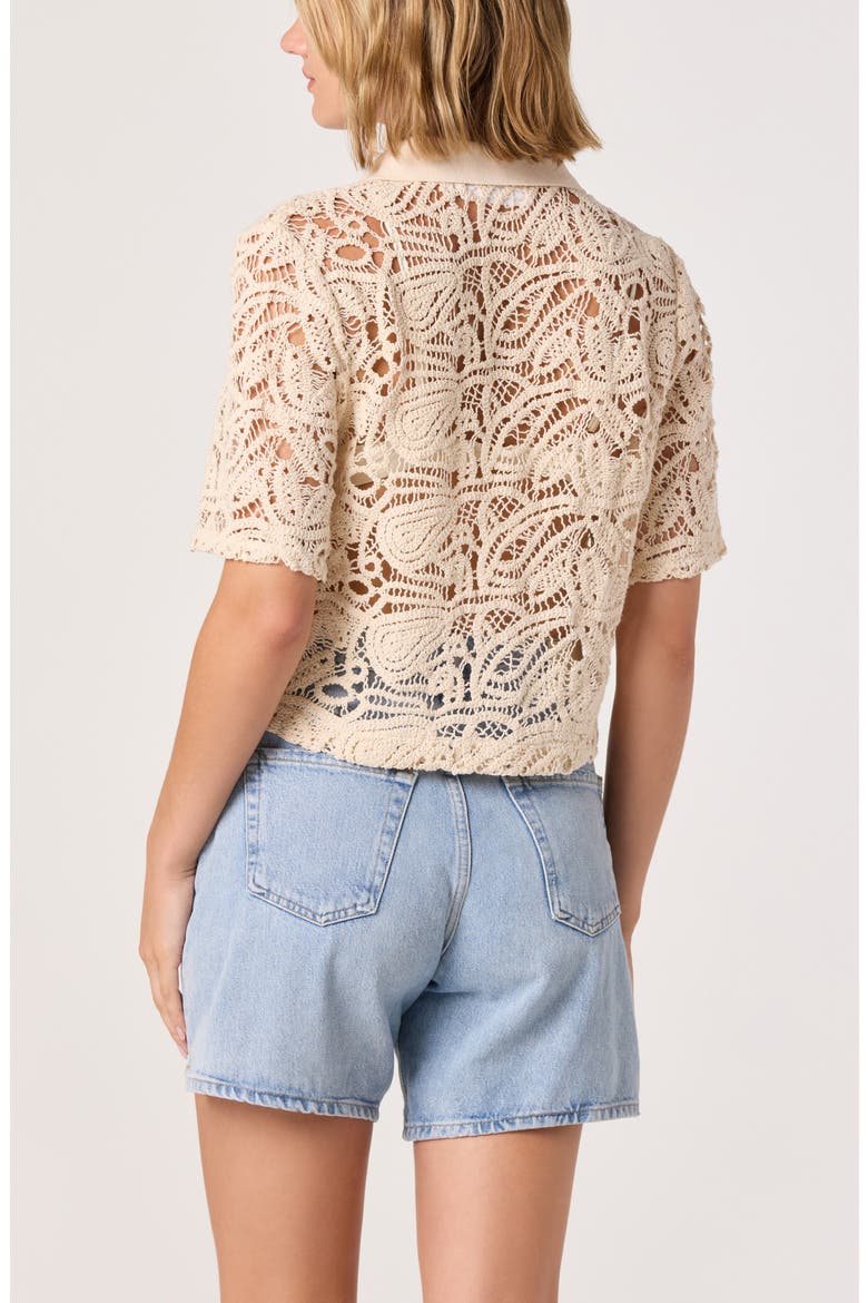 Loren Lace Short Sleeve Shirt, Alternate, color, NATURAL