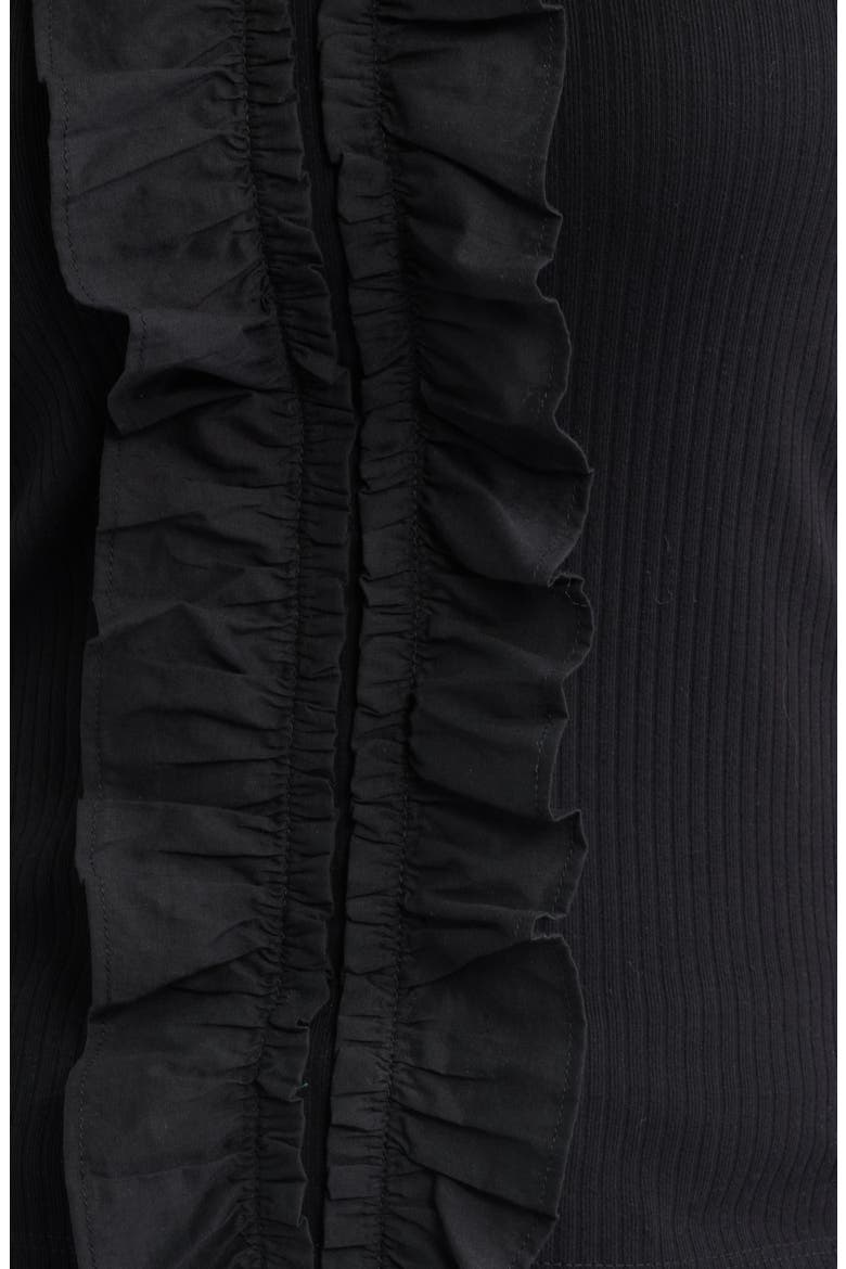 Ruffle Trim Cotton Blend Tank, Alternate, color, BLACK