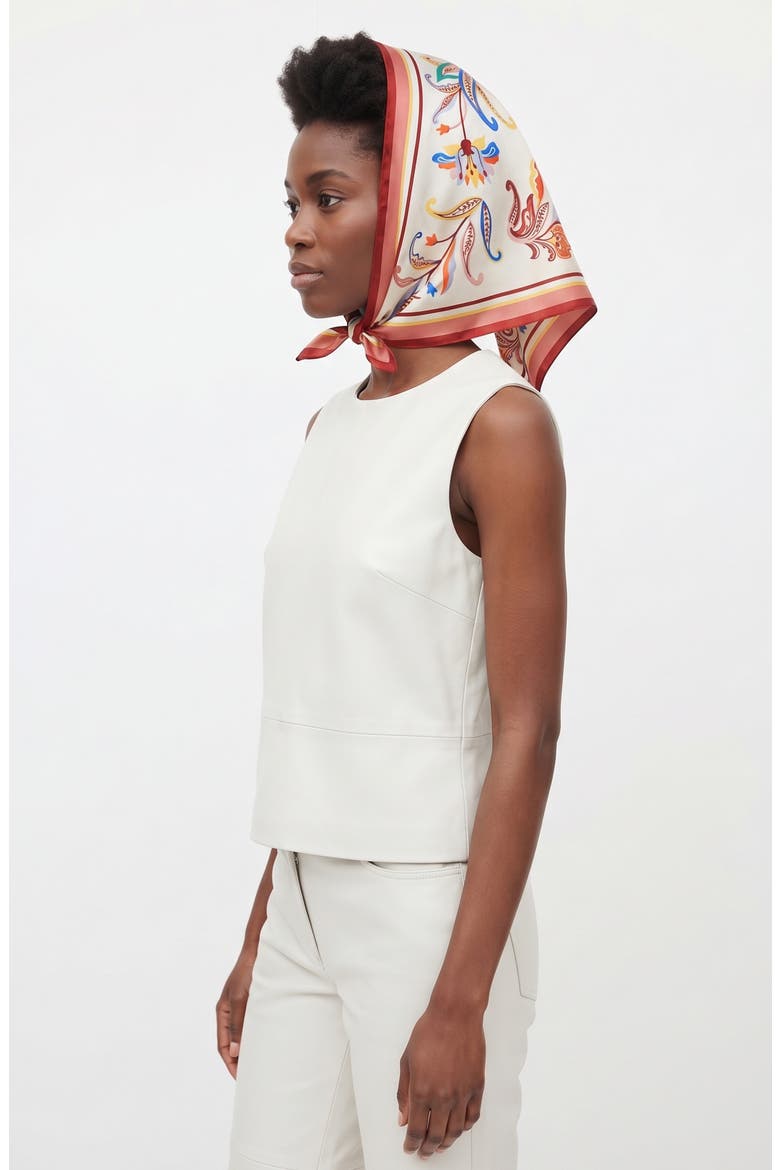 Terra Paisley Triangle Silk Scarf, Alternate, color, Red