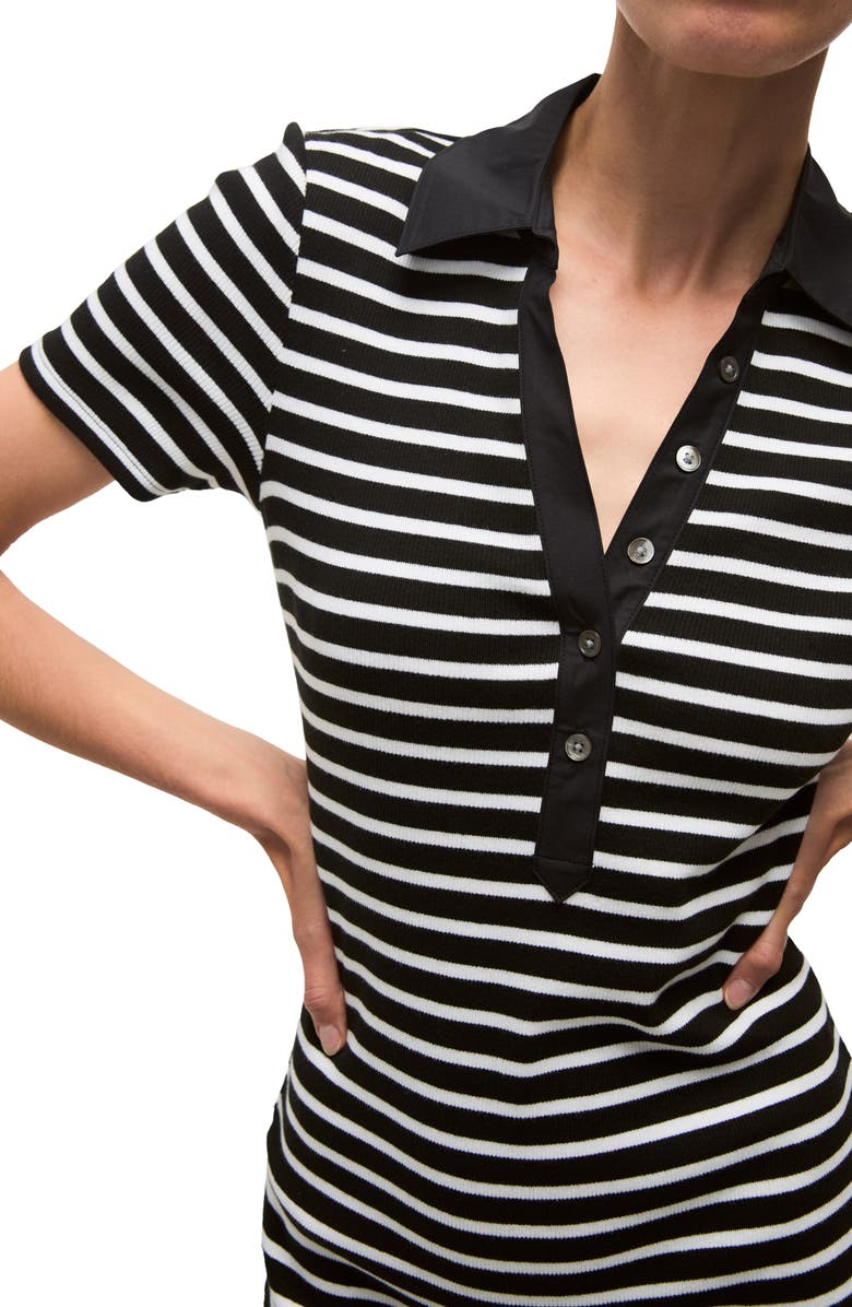 Veronica Beard Bailey Stripe Cotton Knit Polo Dress, Alternate, color, 
