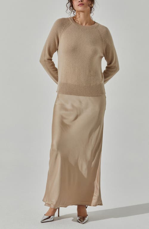 Astr The Label Helene Mixed Media Long Sleeve Dress In Brown