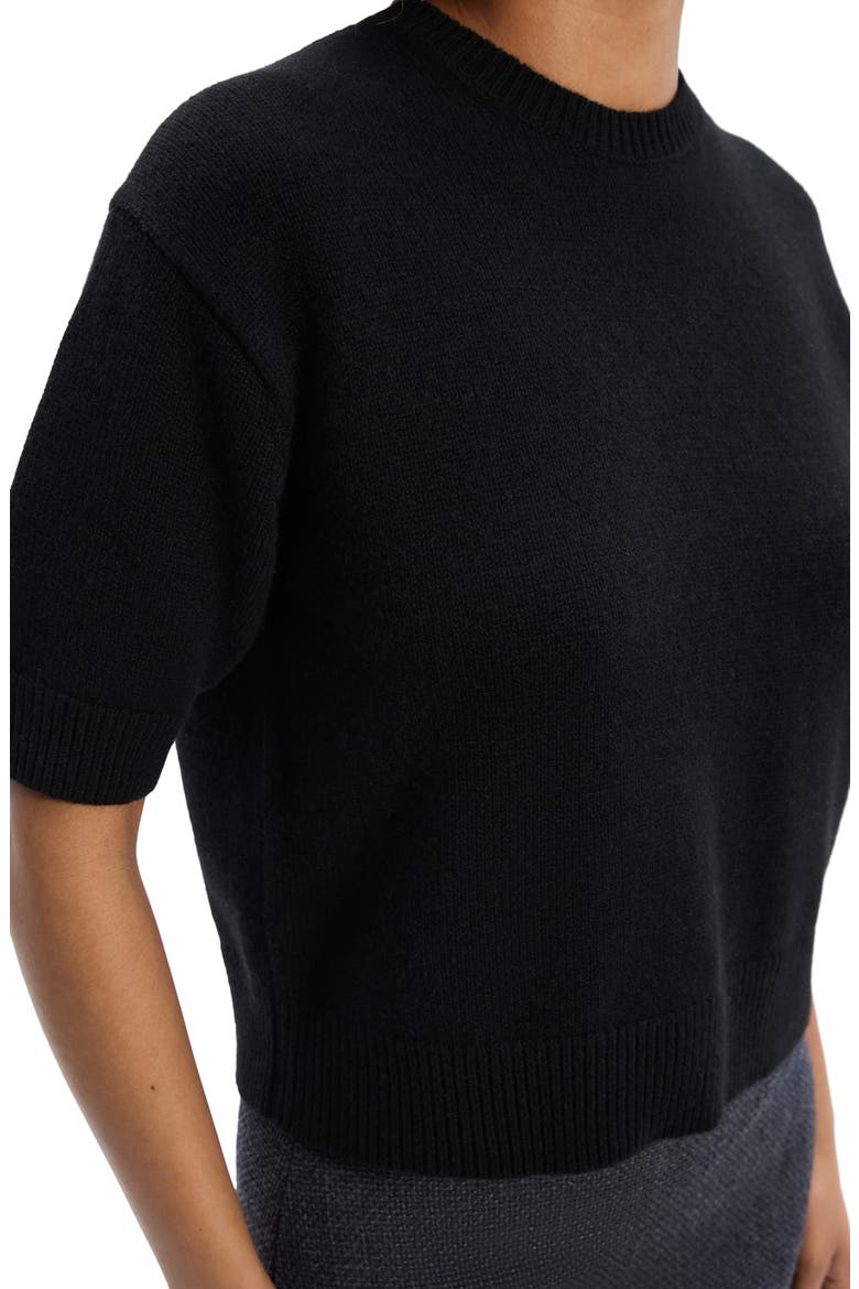 Short Sleeve Cashmere Sweater, Alternate, color, BLACK