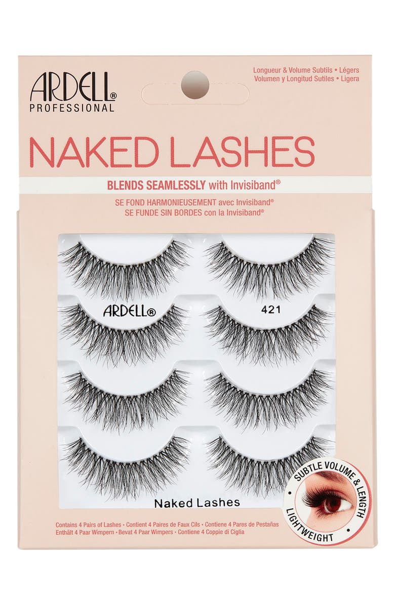 ARDELL Naked 421 Fake Eyelashes - Pack of 4, Main, color, Black
