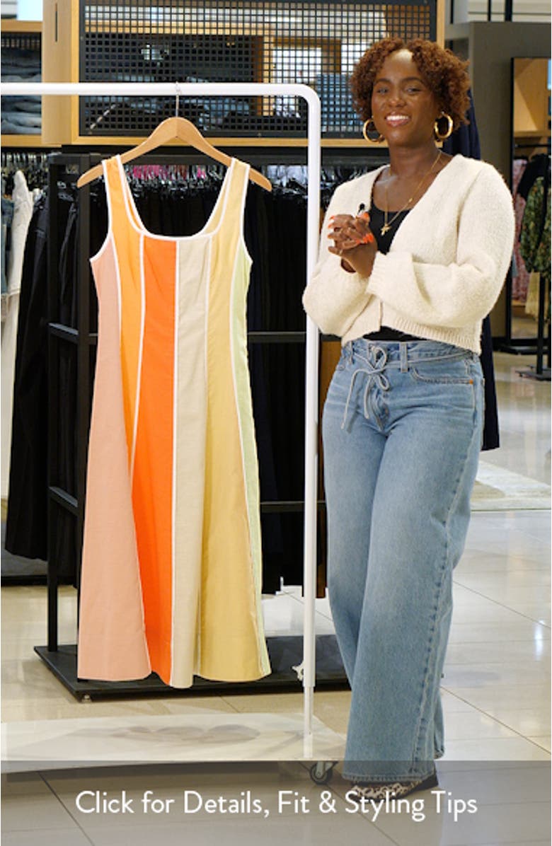 Bright Skies Stripe Cotton & Linen Midi Dress, sales video thumbnail