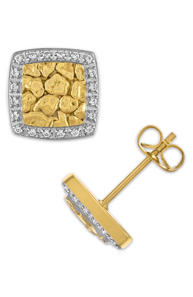 Esquire Men's Stainless Steel Diamond Halo Nugget Stud Earrings, Alternate, color, Gold Ip Stainless Steel