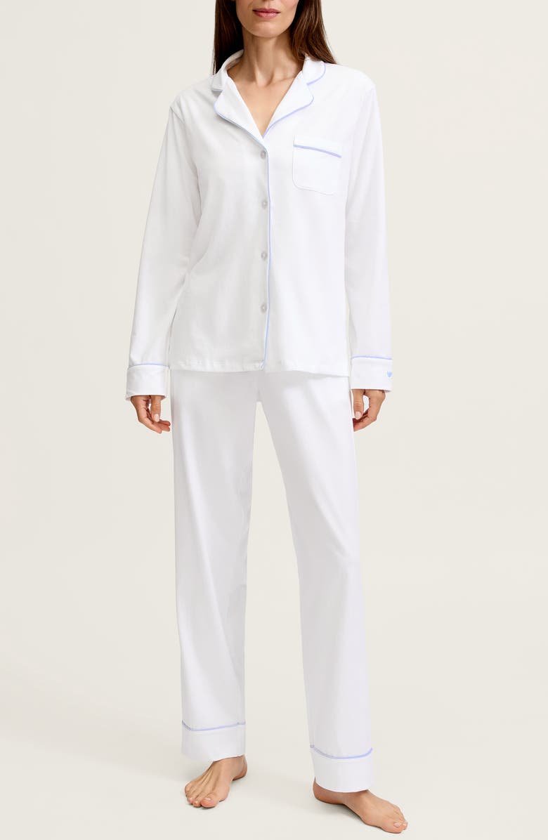 Petite Plume Pima Cotton Pajamas, Main, color, White
