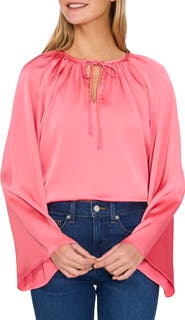 CeCe Satin Peasant Top