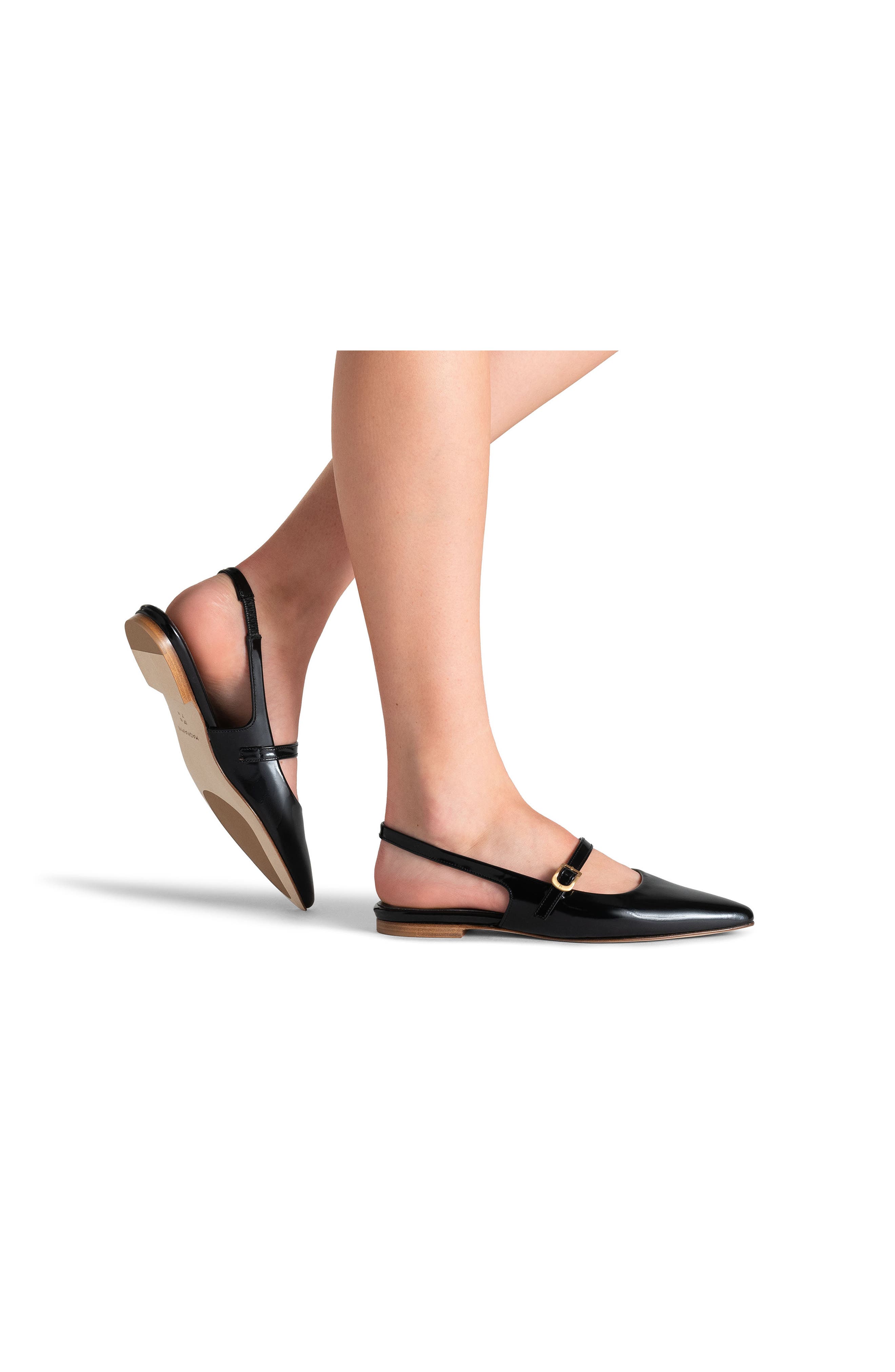 Magnanni Stasia Slingback Pointed Toe Flat, Alternate, color, Black