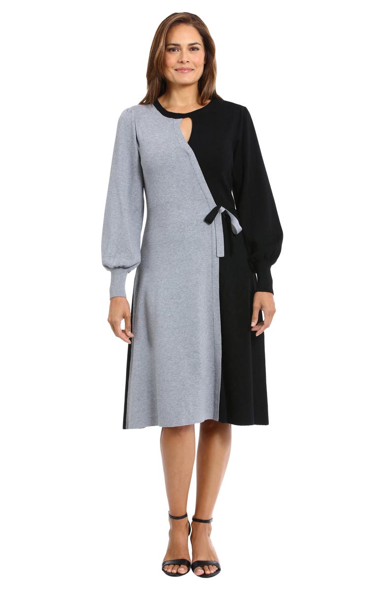 Maggy London Colorblock Faux Wrap Long Sleeve Sweater Dress, Alternate, color, 