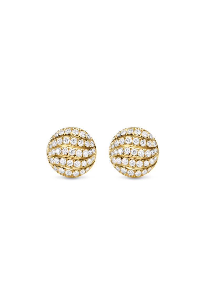 Sculpted Cable 18k Gold Diamond Stud Earrings, Main, color, GOLD