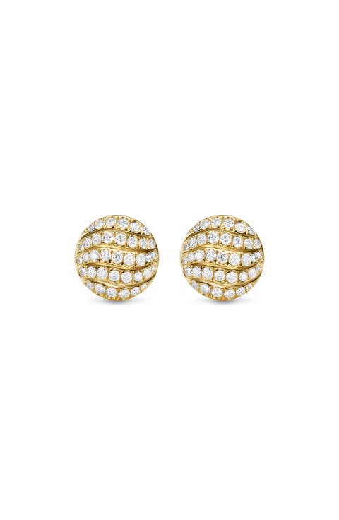 Sculpted Cable 18k Gold Diamond Stud Earrings