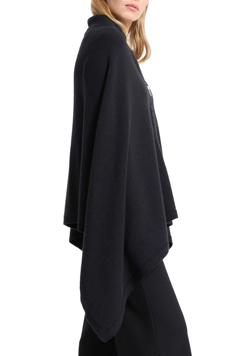 Mika Merino Wool Knit Cape, Alternate, color, BLACK