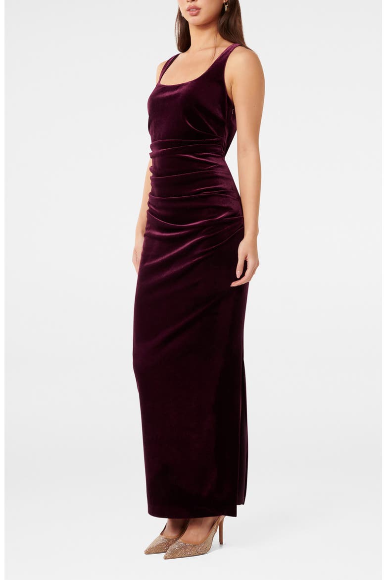 Masara Draped Velvet Gown, Alternate, color, BERRY