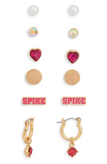Leith Set Of 6 Volleyball Stud Earrings In Gold