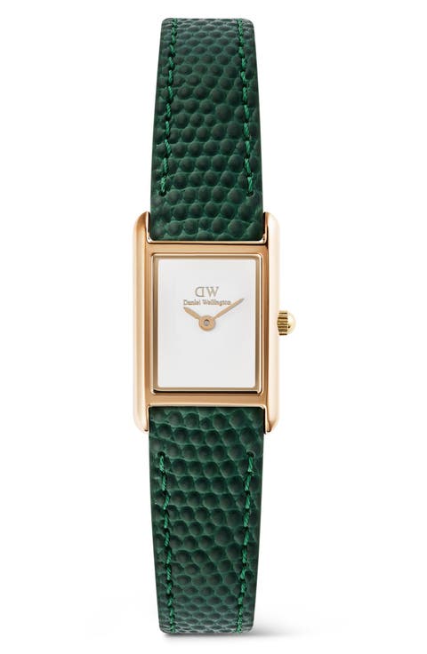 Bound Mini Tank Leather Strap Watch, 17mm x 26mm