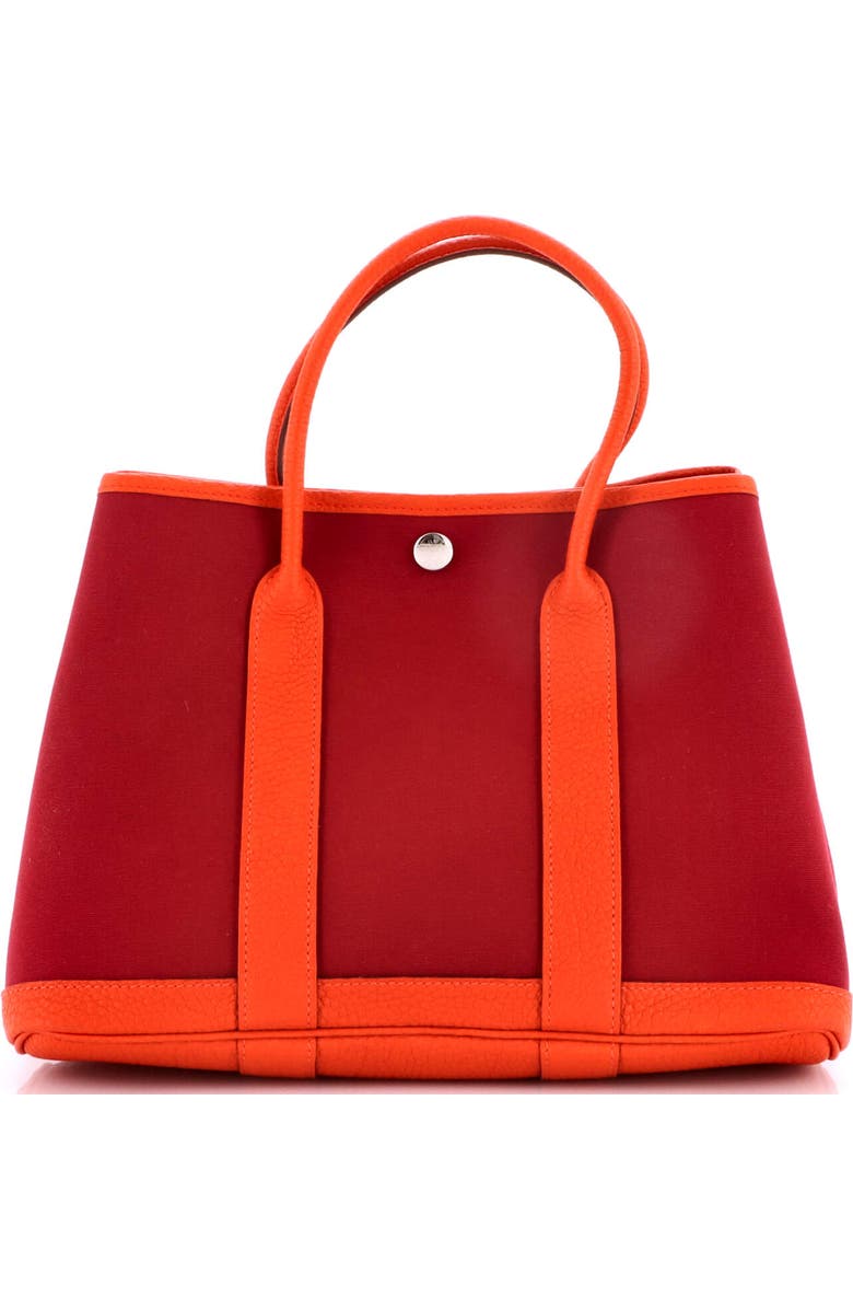 Pre-Owned Hermes Garden Party Tote Toile and Leather 30, Alternate, color, Rouge Grenat