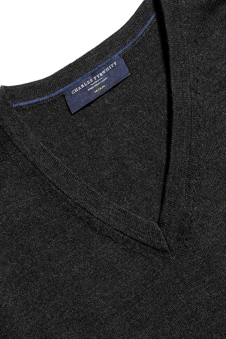 Pure Merino V Neck Sweater, Alternate, color, DARK CHARCOAL