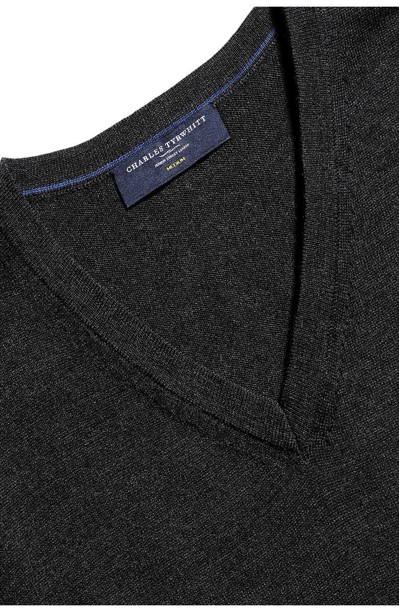 Charles Tyrwhitt Pure Merino V Neck Sweater, Alternate, color, Dark Charcoal