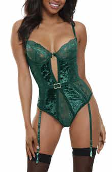 Seven ‘til Midnight Velvet & Lace Garter Strap Teddy