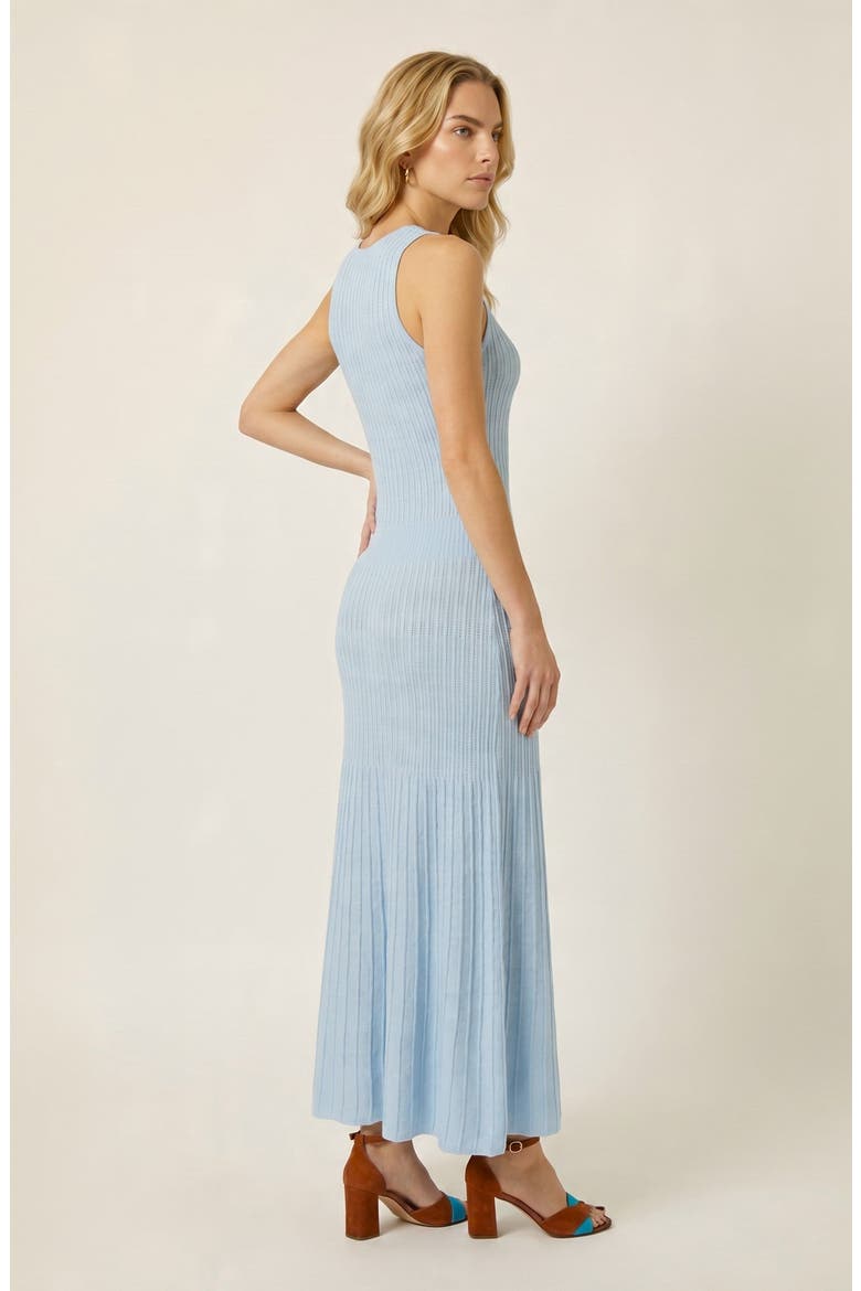 Ribbed Knit Sleeveless Midi Dress, Alternate, color, Blue