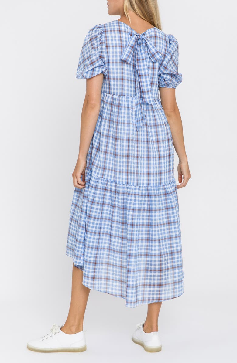 English Factory Check Tiered Midi Dress, Alternate, color, Blue