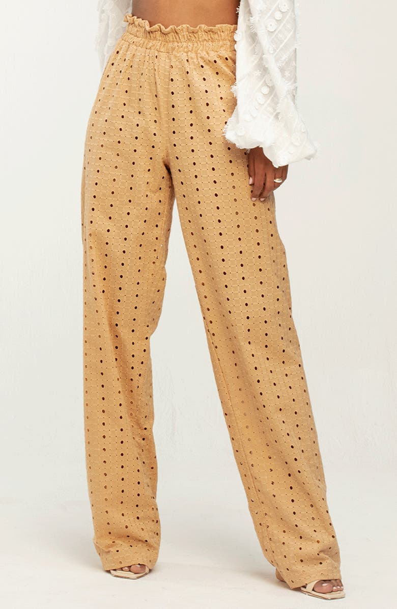DIARRABLU Leer Nar Eyelet Wide Leg Pants, Main, color,