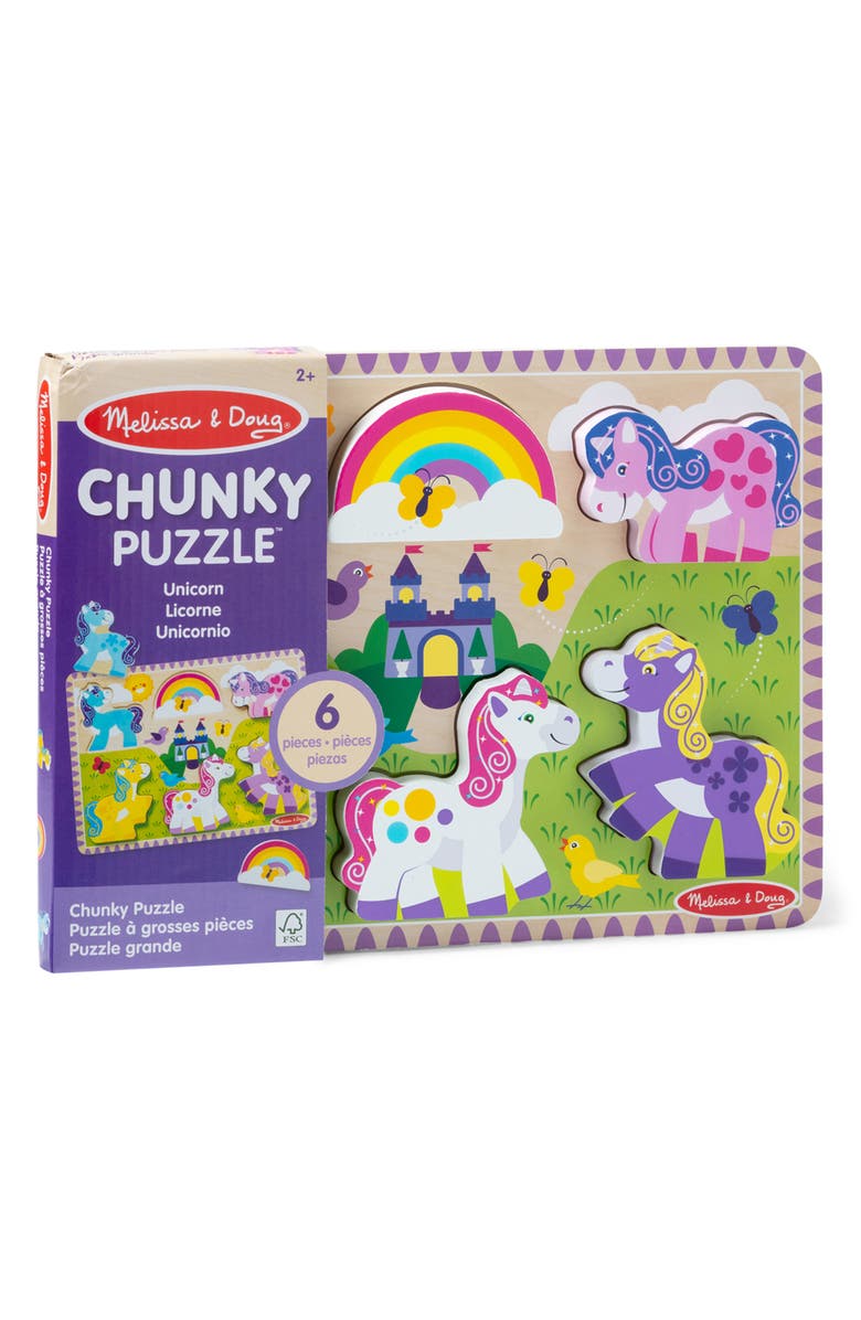 Melissa & Doug Unicorn Chunky Peg Puzzle, Main, color, 