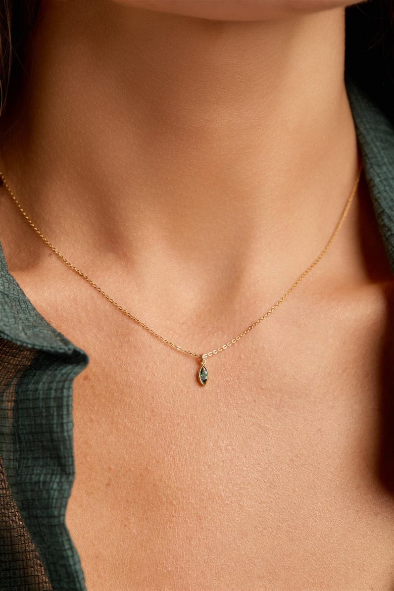 Marquise Birthstone Charm Necklace, Alternate, color, Gold / July