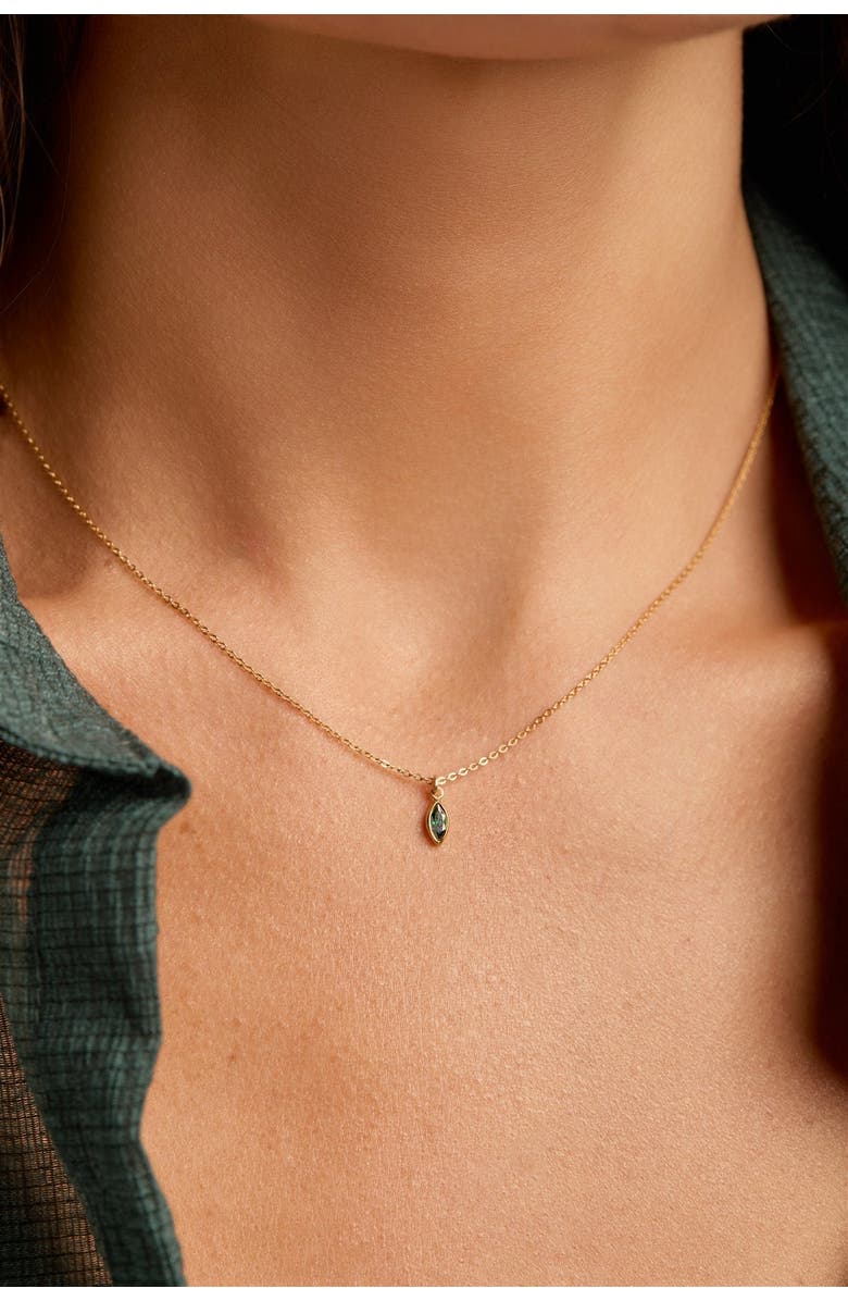 Set & Stones Marquise Birthstone Charm Necklace, Alternate, color, Gold / December