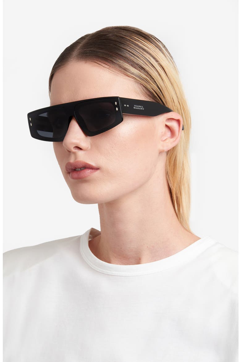66mm Square Sunglasses, Alternate, color, BLACK