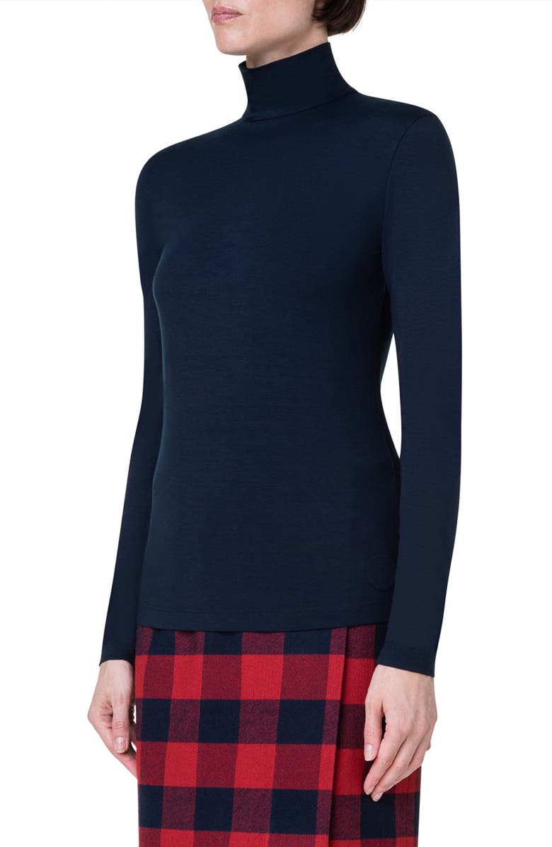 Akris punto Stretch Jersey Turtleneck Top, Alternate, color,