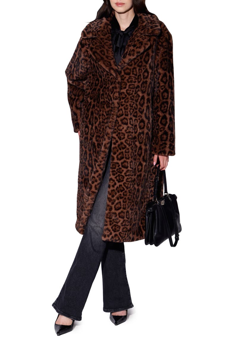 Pacey Faux Fur Midi Coat, Main, color, JAGUAR