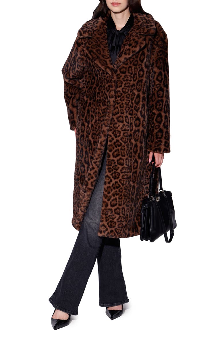 Walter Baker Pacey Faux Fur Midi Coat, Main, color, Jaguar