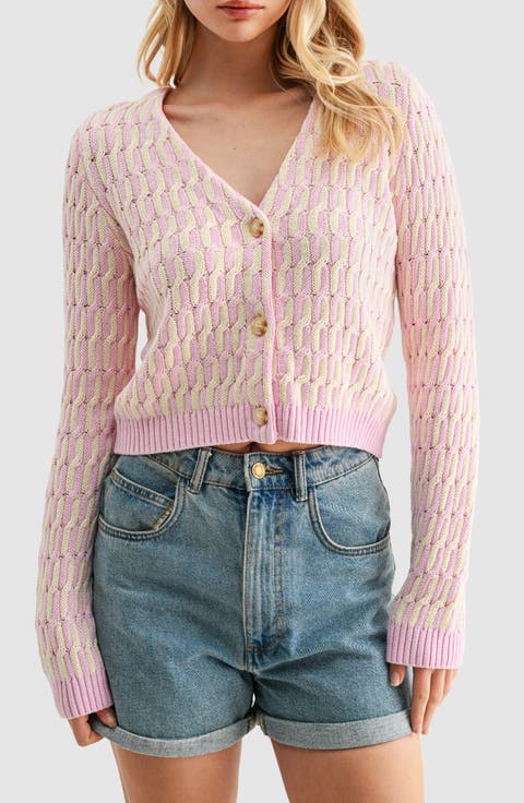 Cable Knit Contrast Cardigan