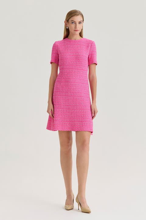 A-Line Tweed Texture Above-The-Knee Dress
