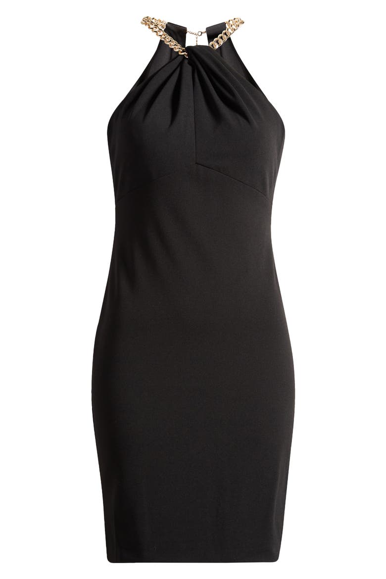 Halter Neck Cocktail Dress, Alternate, color, BLACK