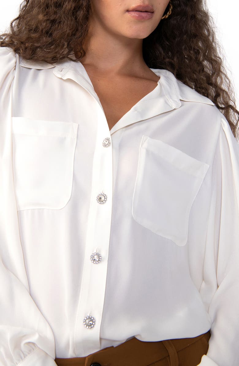 Sanctuary Jewel Button Balloon Sleeve Blouse, Alternate, color,