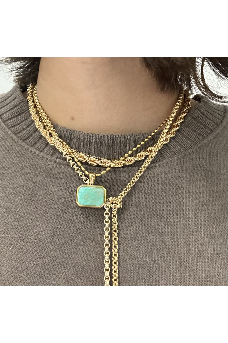 Amazonite Gemstone Necklace Gold Layering Pendant, Alternate, color, Green