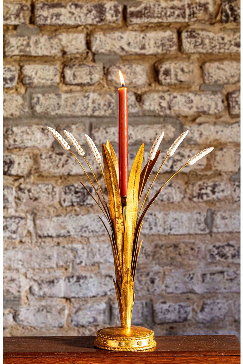 Forest Walk Wheat 17-Inch Candleholder, Alternate, color, GOLD