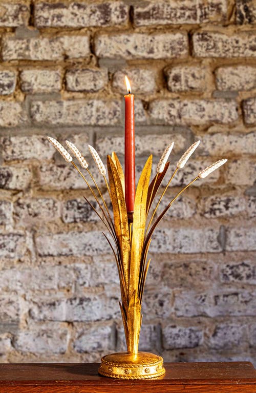 Juliska Forest Walk Wheat 17-inch Candleholder In Gold