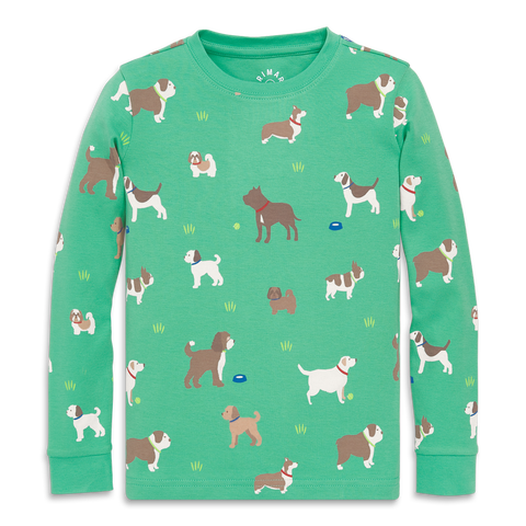 Kids Organic Long Sleeve Pj Top In Animal Prints