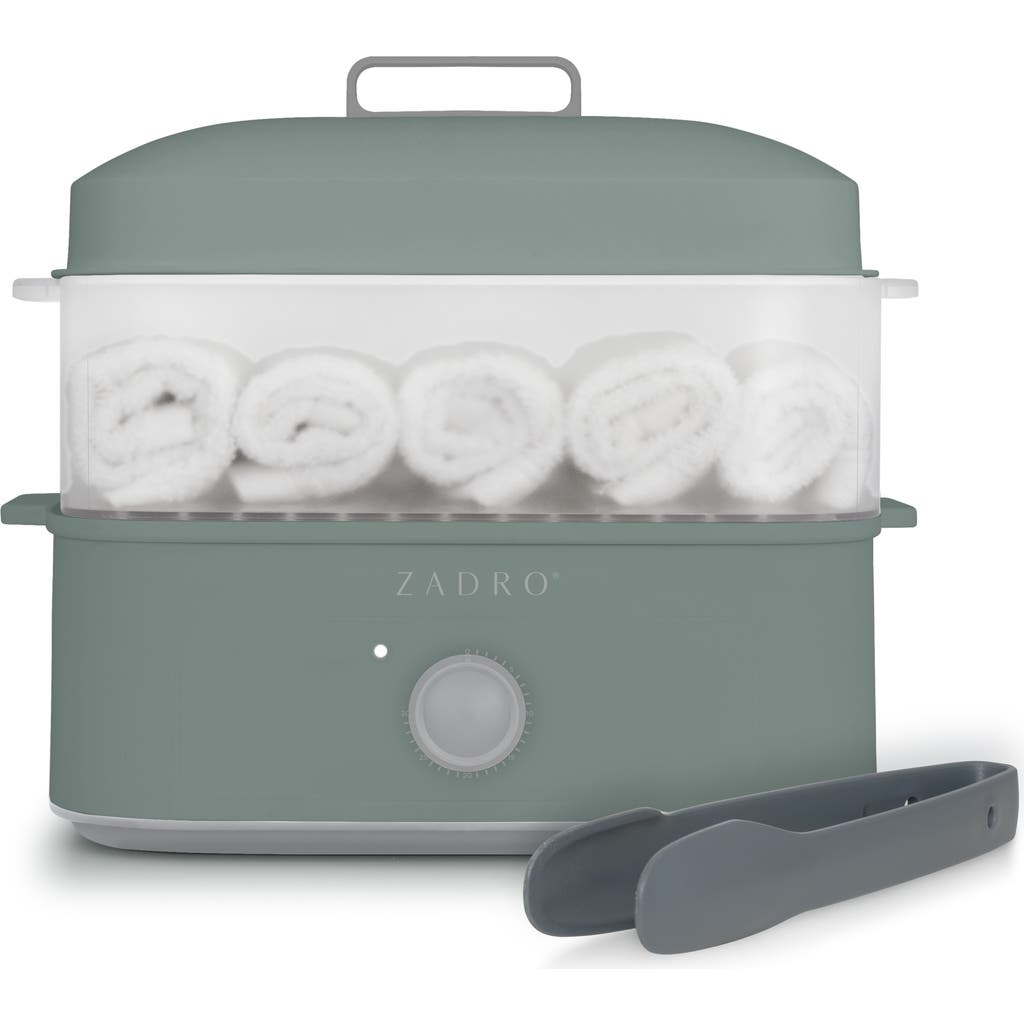 Zadro Countertop Towel Steamer With Tongs In Dark Green
