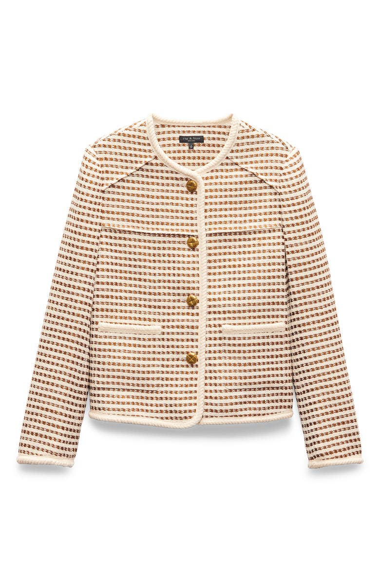 rag & bone Mirabelle Cotton Blend Tweed Jacket, Alternate, color, Ivory Multi