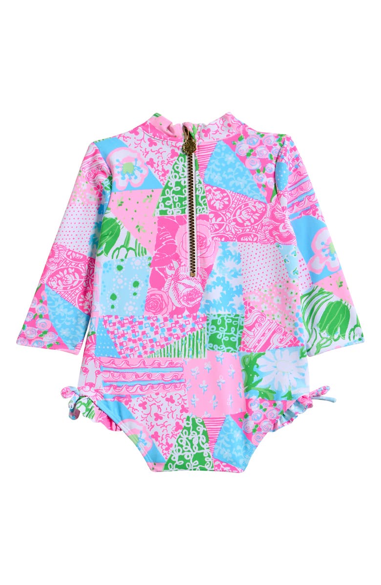Lilly Pulitzer<sup>®</sup> Idella Ruffle Long Sleeve UPF 50+ One-Piece Rashguard Swimsuit, Alternate, color, Multi Crazy Quilt