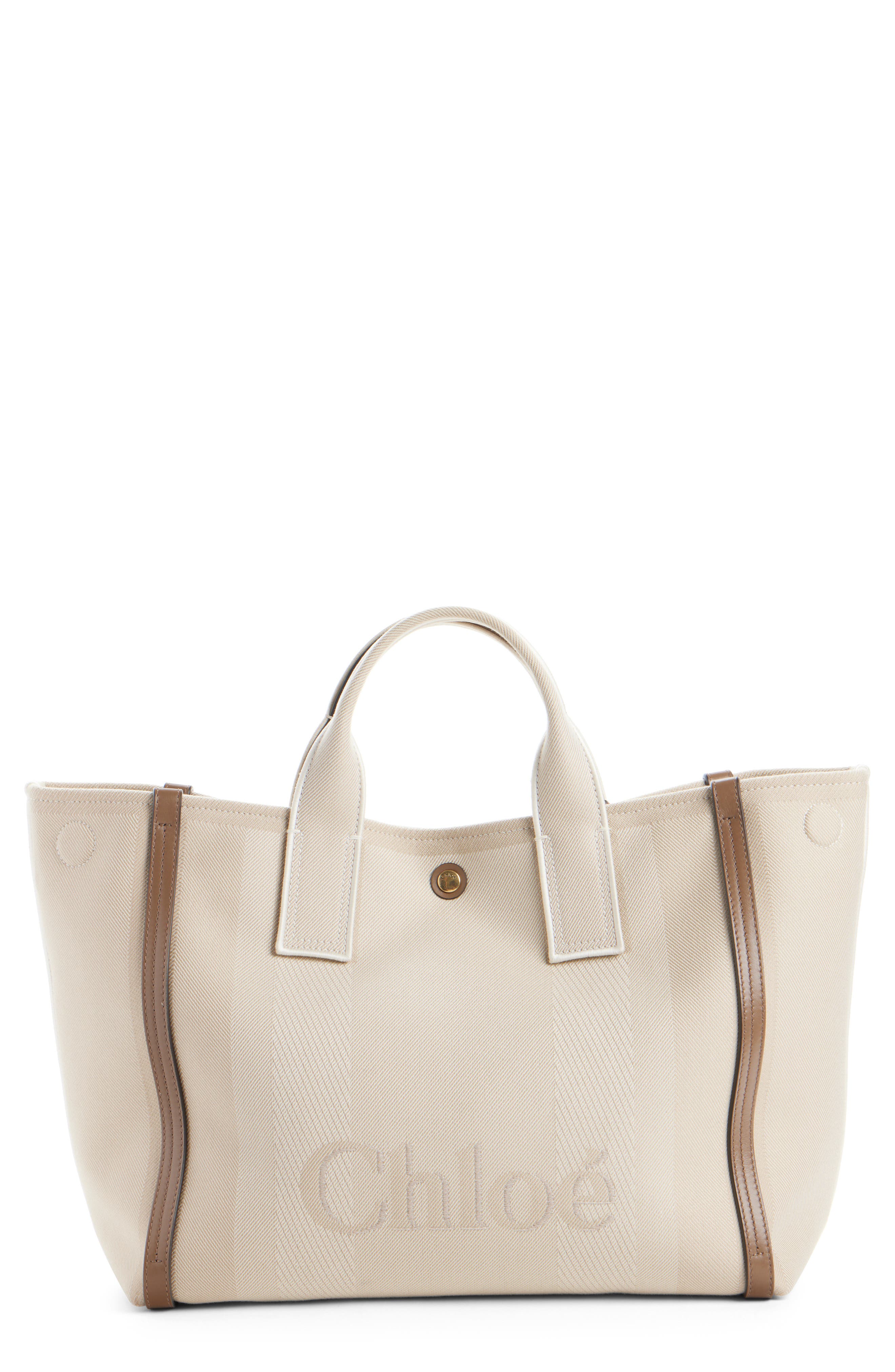 Chloé Logo Canvas Tote, Main, color, 