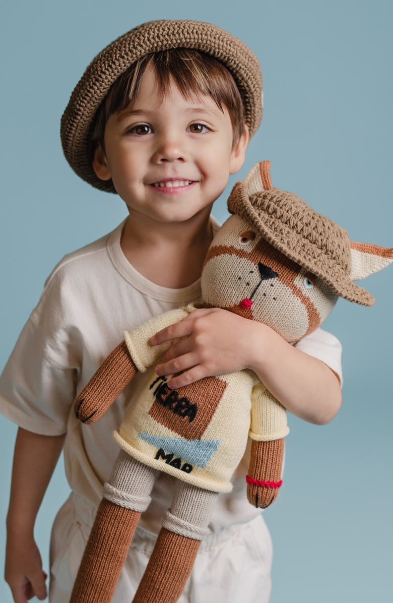 reD & oLive Jude the Dude Cotton Stuffed Animal & Hat Set, Alternate, color, Almond